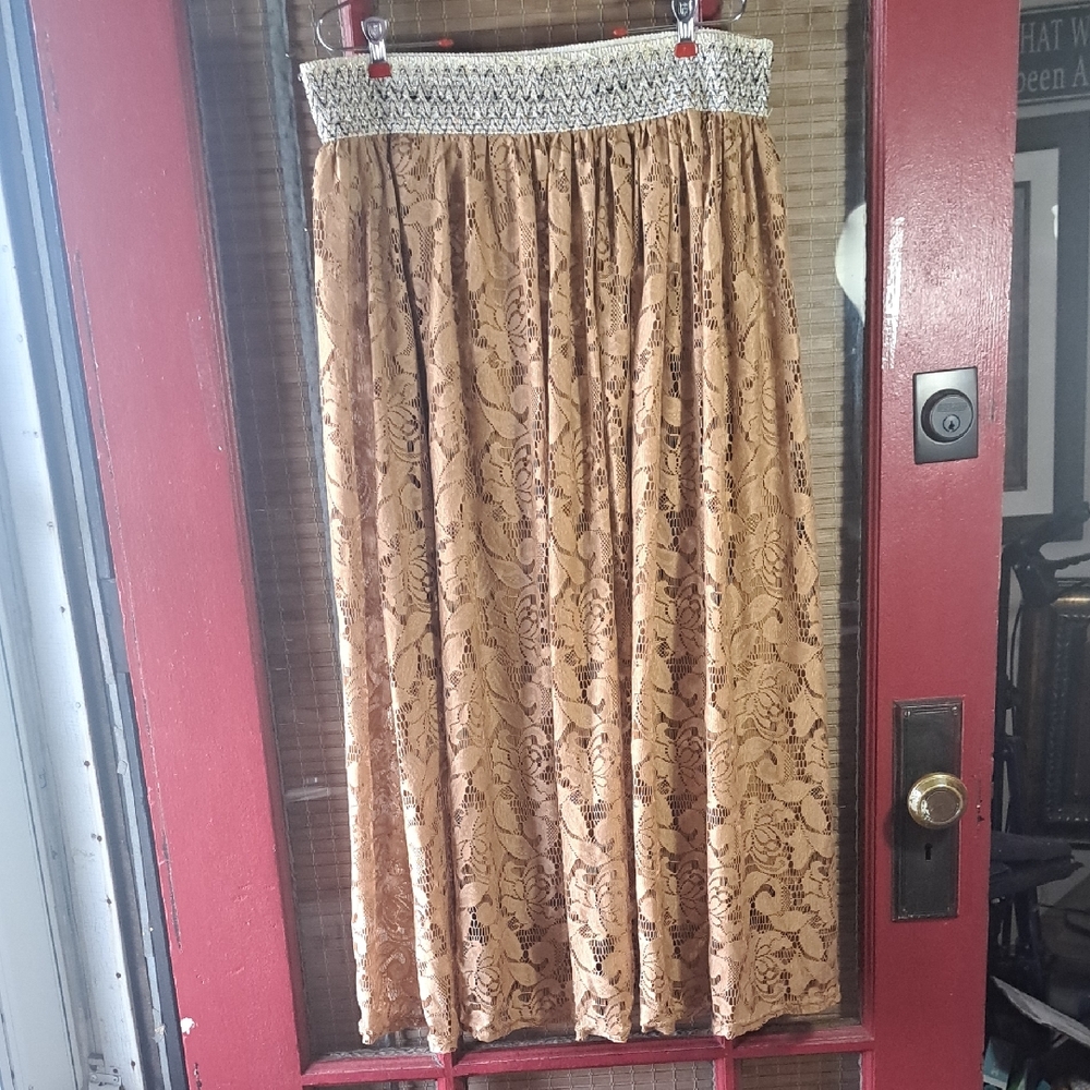 Me 2 Magic Elegant Tan Lace Maxi Skirt
